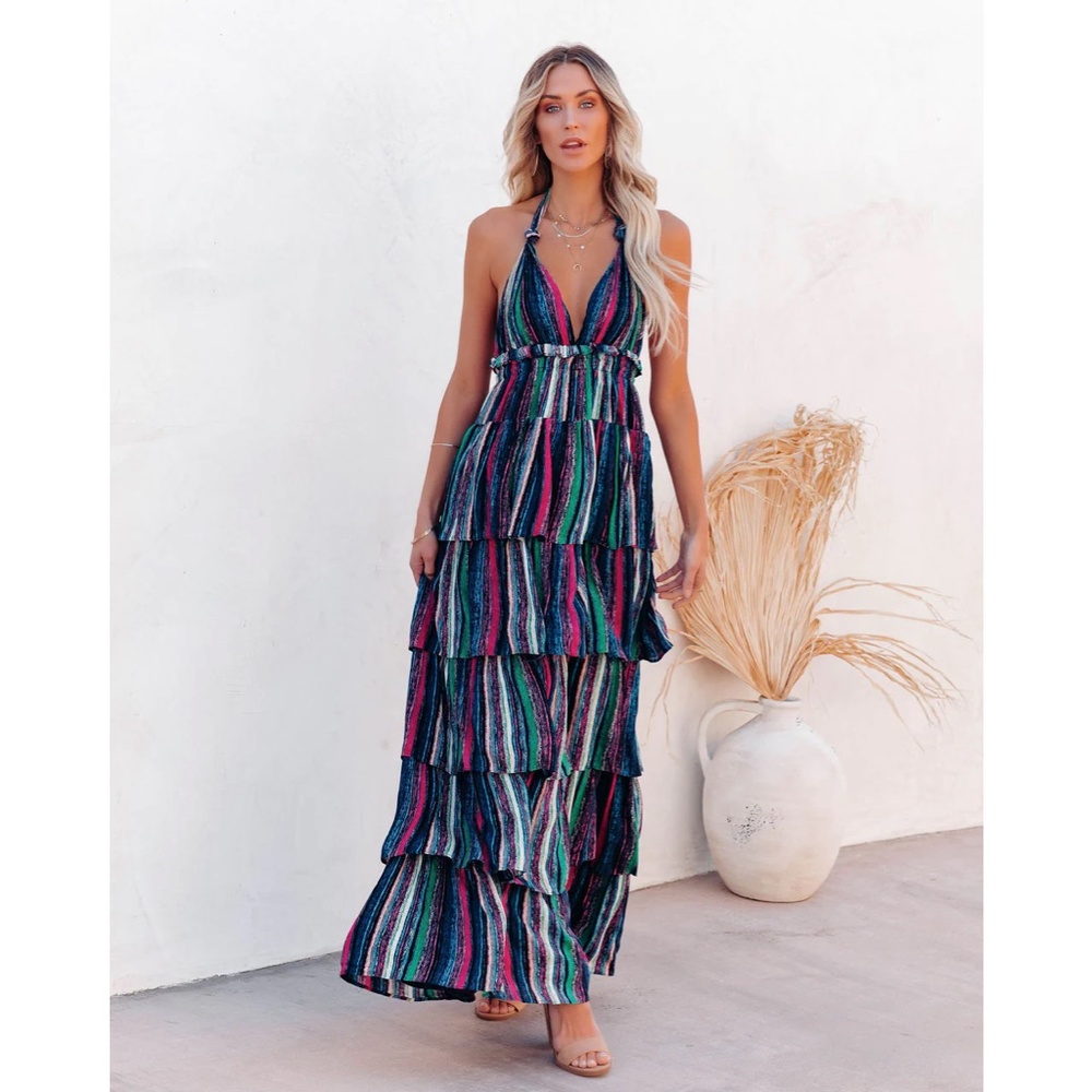 NWT Tiered Halter Maxi Dress